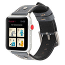 Crowe Star Embossing Texture Genuine Leather Wrist Watch Band for Apple Watch Series 3 & 2 & 1 38mm(Grey)