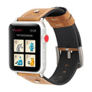 Crowe Star Embossing Texture Genuine Leather Wrist Watch Band for Apple Watch Series 3 & 2 & 1 38mm(Light Brown)