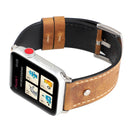 Crowe Star Embossing Texture Genuine Leather Wrist Watch Band for Apple Watch Series 3 & 2 & 1 38mm(Light Brown)