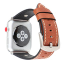 Crowe Star Embossing Texture Genuine Leather Wrist Watch Band for Apple Watch Series 3 & 2 & 1 38mm(Dark Brown)