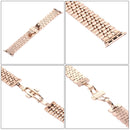 22mm Men Hidden Butterfly Buckle 7 Beads Stainless Steel Watch Band For Apple Watch 38mm(Rose Gold)