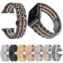 22mm Men Hidden Butterfly Buckle 7 Beads Stainless Steel Watch Band For Apple Watch 38mm(Silver Rose Gold)