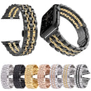 22mm Men Hidden Butterfly Buckle 7 Beads Stainless Steel Watch Band For Apple Watch 42mm(Rose Gold)