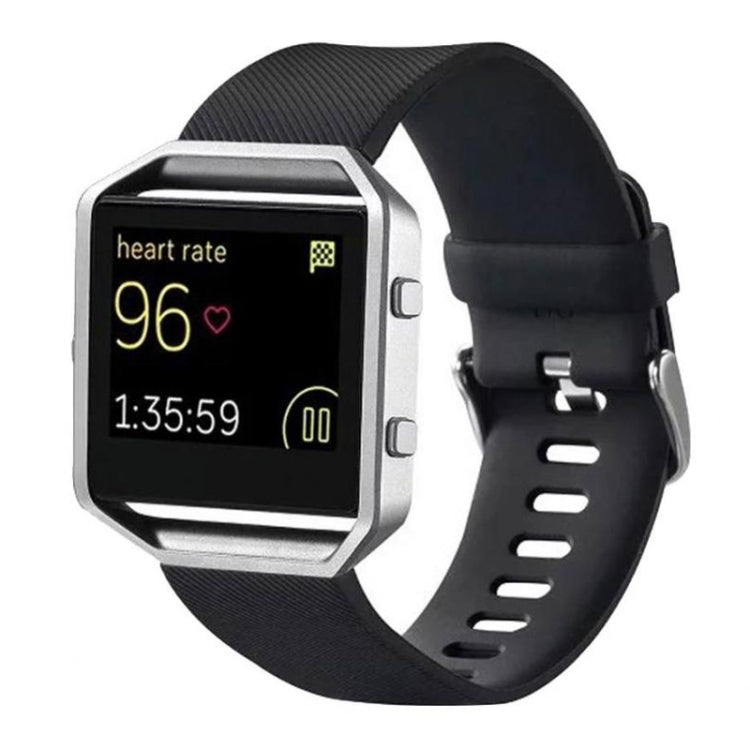 For Fitbit Blaze Watch Oblique Texture Silicone Watchband, Large Size, Length: 17-20cm(Black)