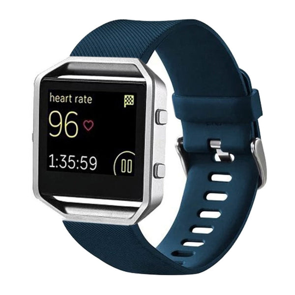 For Fitbit Blaze Watch Oblique Texture Silicone Watchband, Large Size, Length: 17-20cm(Dark Blue)