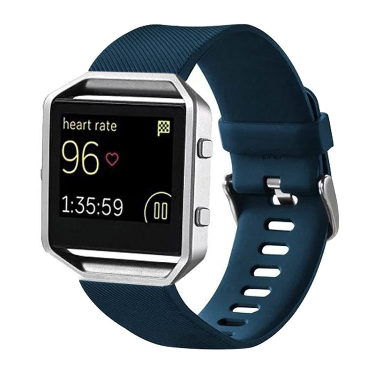 For Fitbit Blaze Watch Oblique Texture Silicone Watchband, Large Size, Length: 17-20cm(Dark Blue)