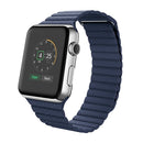 For Apple Watch 38mm Loop Magnetic Closure Clasp PU Leather Watch Band(Dark Blue)