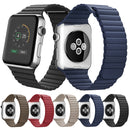 For Apple Watch 38mm Loop Magnetic Closure Clasp PU Leather Watch Band(Black)