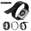 For Apple Watch 42mm Loop Magnetic Closure Clasp PU Leather Watch Band(Black)