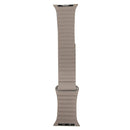 For Apple Watch 42mm Loop Magnetic Closure Clasp PU Leather Watch Band(Khaki)