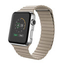 For Apple Watch 42mm Loop Magnetic Closure Clasp PU Leather Watch Band(Khaki)