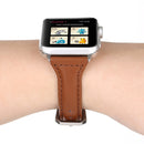 Simple Fashion Genuine Leather T Type Watch Band for Apple Watch Series 3 & 2 & 1 38mm(Brown)