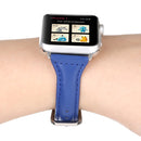Simple Fashion Genuine Leather T Type Watch Band for Apple Watch Series 3 & 2 & 1 42mm(Blue)