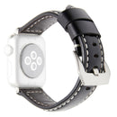Leather Wrist Watch Band with Stainless Steel Buckle for Apple Watch Series 3 & 2 & 1 38mm(Black)