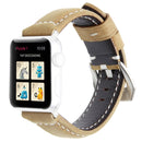 Leather Wrist Watch Band with Stainless Steel Buckle for Apple Watch Series 3 & 2 & 1 38mm(Khaki)