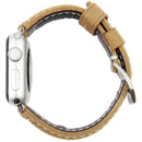 Leather Wrist Watch Band with Stainless Steel Buckle for Apple Watch Series 3 & 2 & 1 38mm(Khaki)