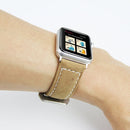 Leather Wrist Watch Band with Stainless Steel Buckle for Apple Watch Series 3 & 2 & 1 38mm(Khaki)