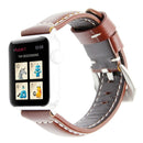 Leather Wrist Watch Band with Stainless Steel Buckle for Apple Watch Series 3 & 2 & 1 38mm(Dark Brown)