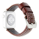 Leather Wrist Watch Band with Stainless Steel Buckle for Apple Watch Series 3 & 2 & 1 38mm(Dark Brown)