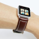 Leather Wrist Watch Band with Stainless Steel Buckle for Apple Watch Series 3 & 2 & 1 38mm(Dark Brown)