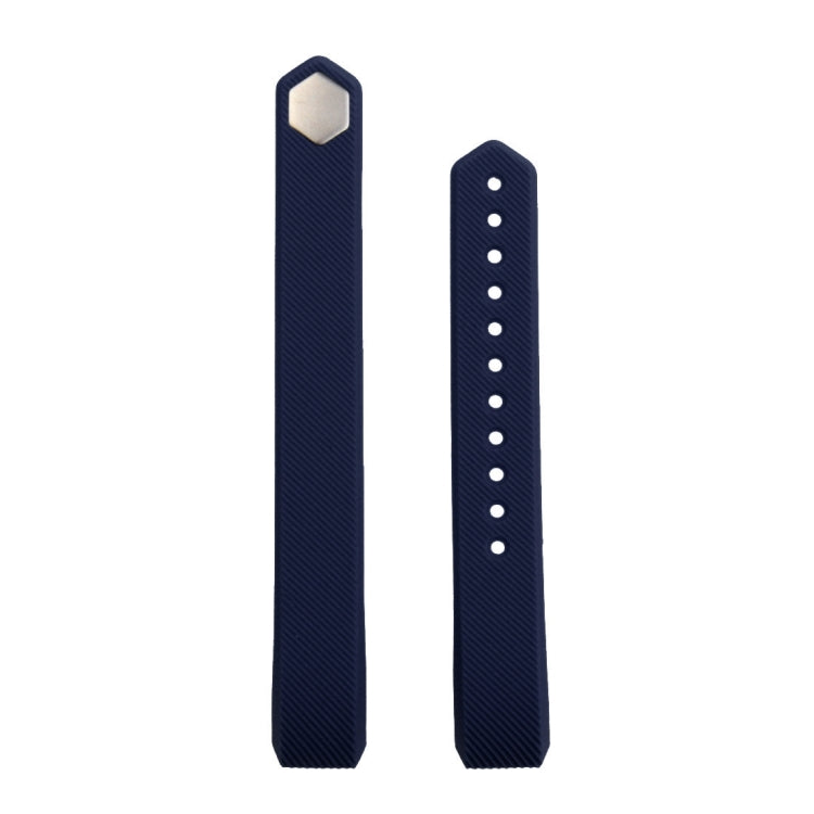 For Fitbit Alta Watch Oblique Texture Silicone Watchband, Large Size, Length: about 22cm(Dark Blue)