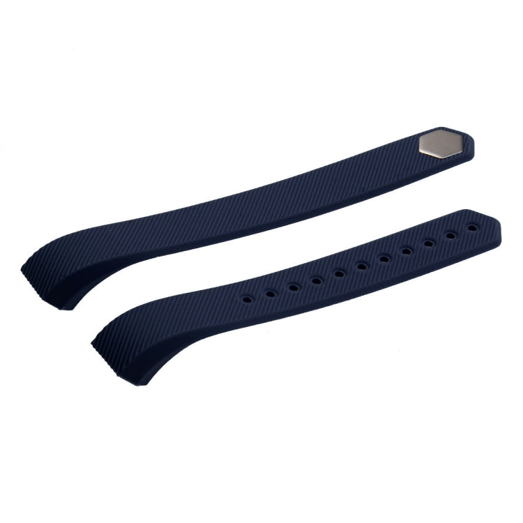 For Fitbit Alta Watch Oblique Texture Silicone Watchband, Large Size, Length: about 22cm(Dark Blue)