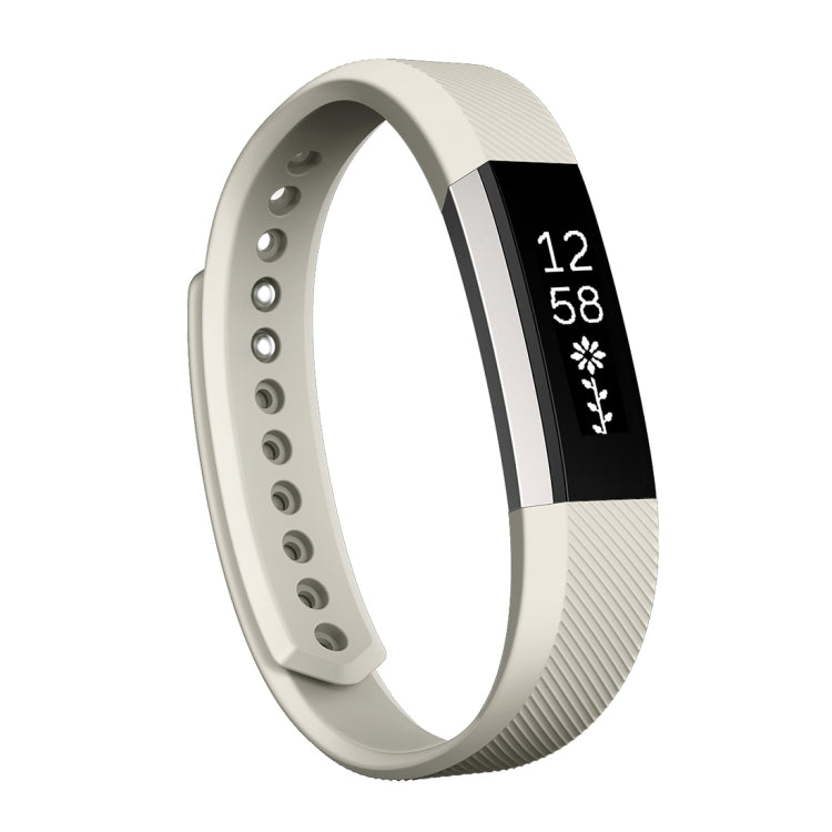 For Fitbit Alta Watch Oblique Texture Silicone Watchband, Large Size, Length: about 22cm(Beige)