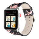 Fashion Plum Blossom Pattern Genuine Leather Wrist Watch Band for Apple Watch Series 3 & 2 & 1 38mm(Black)