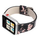Fashion Plum Blossom Pattern Genuine Leather Wrist Watch Band for Apple Watch Series 3 & 2 & 1 38mm(Black)