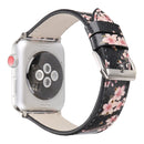 Fashion Plum Blossom Pattern Genuine Leather Wrist Watch Band for Apple Watch Series 3 & 2 & 1 38mm(Black)