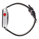 Fashion Plum Blossom Pattern Genuine Leather Wrist Watch Band for Apple Watch Series 3 & 2 & 1 38mm(Black)