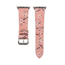 Fashion Plum Blossom Pattern Genuine Leather Wrist Watch Band for Apple Watch Series 3 & 2 & 1 38mm(Pink)