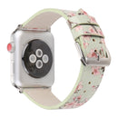 Fashion Plum Blossom Pattern Genuine Leather Wrist Watch Band for Apple Watch Series 3 & 2 & 1 38mm