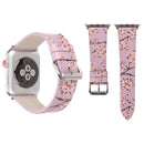 Fashion Plum Blossom Pattern Genuine Leather Wrist Watch Band for Apple Watch Series 3 & 2 & 1 38mm(Purple)