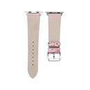 Fashion Plum Blossom Pattern Genuine Leather Wrist Watch Band for Apple Watch Series 3 & 2 & 1 38mm(Purple)