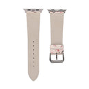 Fashion Plum Blossom Pattern Genuine Leather Wrist Watch Band for Apple Watch Series 3 & 2 & 1 38mm(White)