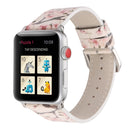Fashion Plum Blossom Pattern Genuine Leather Wrist Watch Band for Apple Watch Series 3 & 2 & 1 38mm(White)