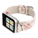 Fashion Plum Blossom Pattern Genuine Leather Wrist Watch Band for Apple Watch Series 3 & 2 & 1 38mm(White)