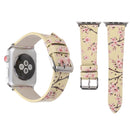 Fashion Plum Blossom Pattern Genuine Leather Wrist Watch Band for Apple Watch Series 3 & 2 & 1 38mm(Yellow)