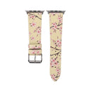 Fashion Plum Blossom Pattern Genuine Leather Wrist Watch Band for Apple Watch Series 3 & 2 & 1 38mm(Yellow)