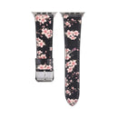 Fashion Plum Blossom Pattern Genuine Leather Wrist Watch Band for Apple Watch Series 3 & 2 & 1 42mm(Black)