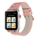 Fashion Plum Blossom Pattern Genuine Leather Wrist Watch Band for Apple Watch Series 3 & 2 & 1 42mm(Pink)
