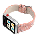 Fashion Plum Blossom Pattern Genuine Leather Wrist Watch Band for Apple Watch Series 3 & 2 & 1 42mm(Pink)
