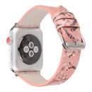 Fashion Plum Blossom Pattern Genuine Leather Wrist Watch Band for Apple Watch Series 3 & 2 & 1 42mm(Pink)