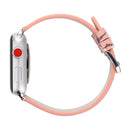 Fashion Plum Blossom Pattern Genuine Leather Wrist Watch Band for Apple Watch Series 3 & 2 & 1 42mm(Pink)