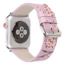Fashion Plum Blossom Pattern Genuine Leather Wrist Watch Band for Apple Watch Series 3 & 2 & 1 42mm(Purple)