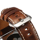 Denior Oil Wax Retro Watch Leather Watch Band for Apple Watch Series 7 45mm / 6 & SE & 5 & 4 44mm / 3 & 2 & 1 42mm (Brown)
