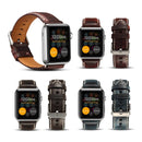 Denior Oil Wax Retro Watch Leather Watch Band for Apple Watch Series 7 45mm / 6 & SE & 5 & 4 44mm / 3 & 2 & 1 42mm (Brown)