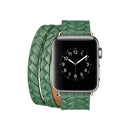 Double Ring Embossing Top-grain Leather Wrist Watch Band with Stainless Steel Buckle for Apple Watch Series 3 & 2 & 1 38mm(Green)