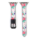 Letter T Shape Simple Floral Genuine Leather Wrist Watch Band with Stainless Steel Buckle for Apple Watch Series 3 & 2 & 1 42mm(Pink)